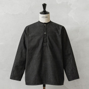 実物 新品 デッドストック ロシア軍 70s ヘンリーネック スリーピングシャツ UNEVEN DYEING BLACK染め