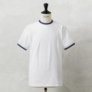 実物 新品 デッドストック オランダ軍 ショートスリーブ リンガーTシャツ ホワイト×ネイビー