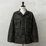 実物 USED 米軍 BDU WOODLAND CAMO ジャケット 後期型 ノンリップ BLACK染め