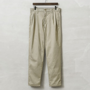 MADE IN USA デッドストック コットンサテン ツータック トラウザーズ KHAKI / チノパン