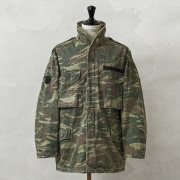 実物 USED ギリシャ軍 M-65 フィールドジャケット フード付き リザードカモ