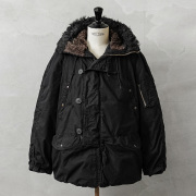 希少 実物 USED 米軍 N-3B フライトジャケット ブラックファー DEEP BLACK染め