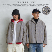 WAIPER.inc 米軍 U.S.NAVY PRISONER ヒッコリーショールカラージャケット MADE OF“KAIHARA DENIM” VINTAGE WASH【WP1127C】【T】
