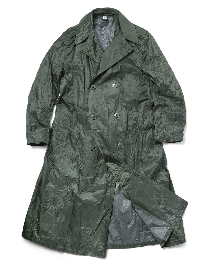 実物 米軍 GREEN SHADE M-2 ラバーコーティング ナイロン レインコート USED