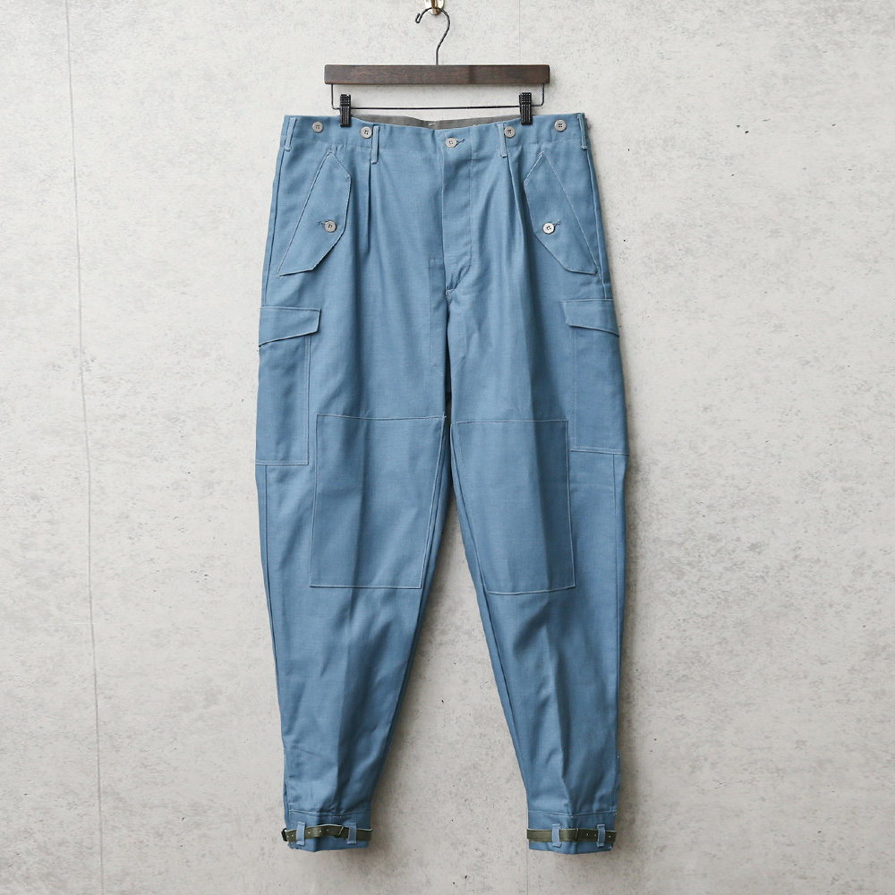 実物 新品 デッドストック スウェーデン軍 Civilforsvar M-59 カーゴパンツ ライトブルー