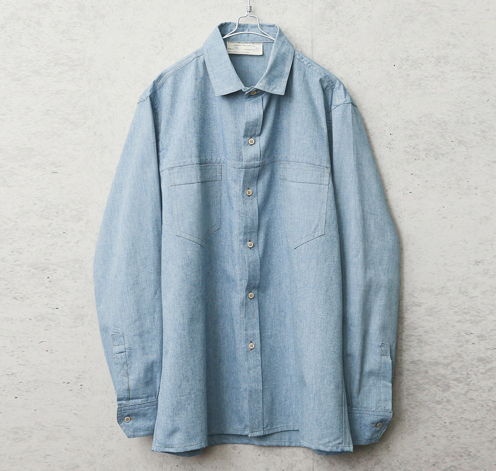 実物 新品 デッドストック イタリア プリズナー シャンブレーシャツ