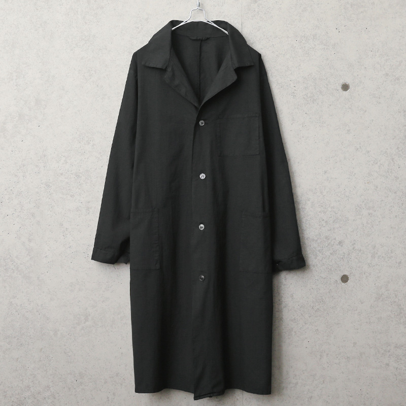 実物 新品 デッドストック ロシア軍 コットンリネンコート BLACK染め