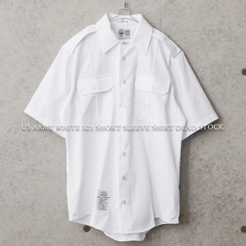 実物 新品 デッドストック 米軍 WHITE 521 ショートスリーブシャツ