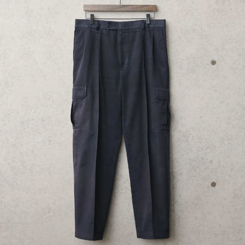 実物 USED イギリス POLICE カーゴパンツ ネイビー ツータック