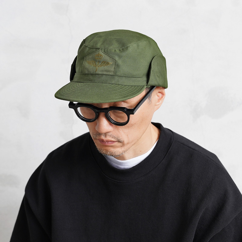 実物 新品 デッドストック スウェーデン軍 パイロットサマーキャップ フロントエンブレム