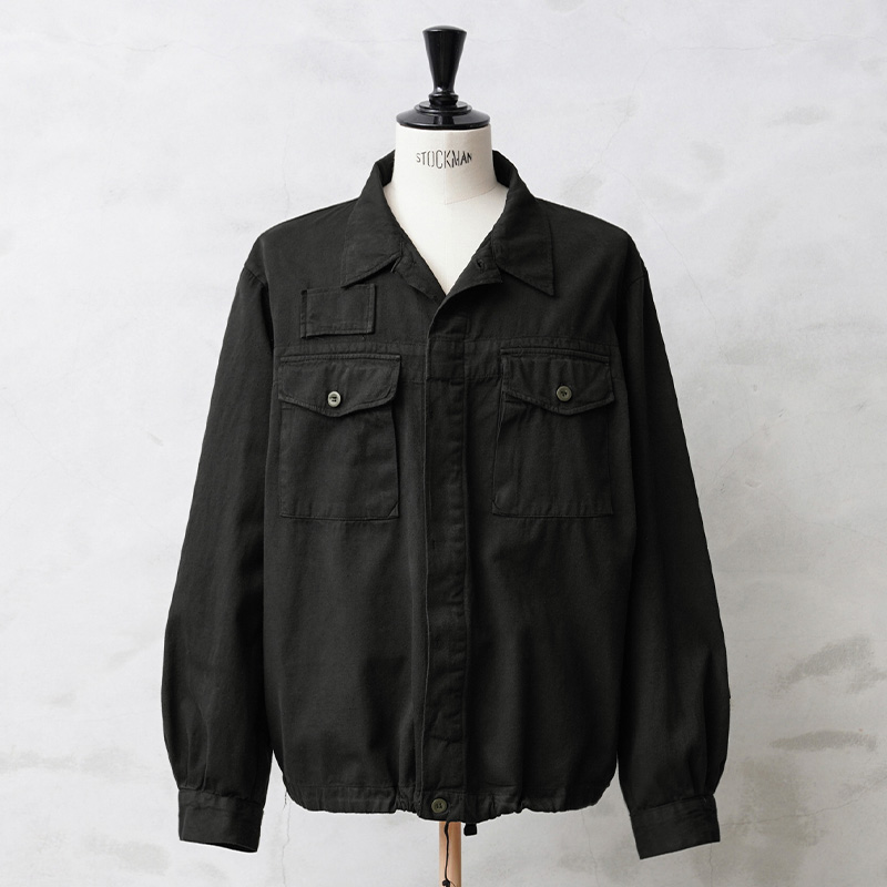 実物 新品 デッドストック チェコ軍 フライフロント ワークシャツ BLACK染め