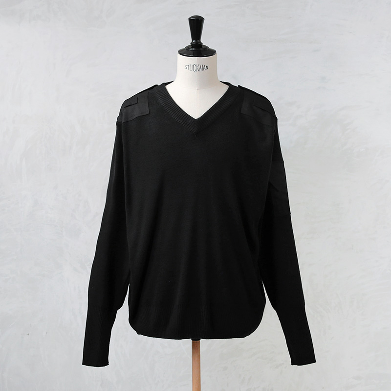 実物 新品 デッドストック イギリス HMプリズンサービス Vネック セーター BLACK