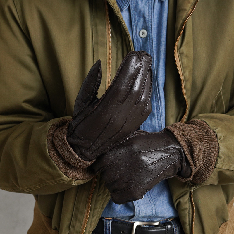 実物 新品 デッドストック チェコ軍 レザーグローブ ぺブレット ブラウン