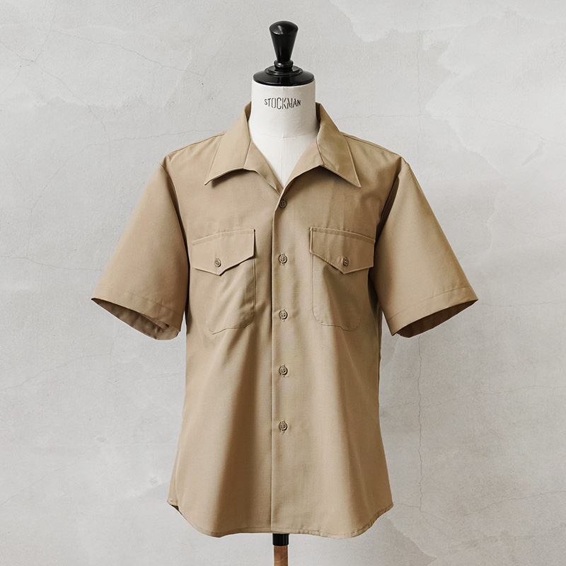 実物 新品 デッドストック 米軍 DSCP S/S サービス ドレスシャツ KHAKI プレス無し