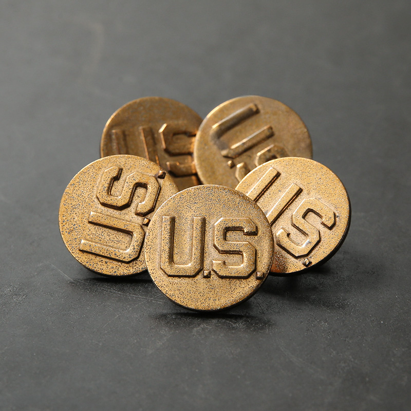 実物 新品 デッドストック 米軍 WW II ヴィンテージ U.S. 襟章 カラーディスク バッジ ROUGH【T】