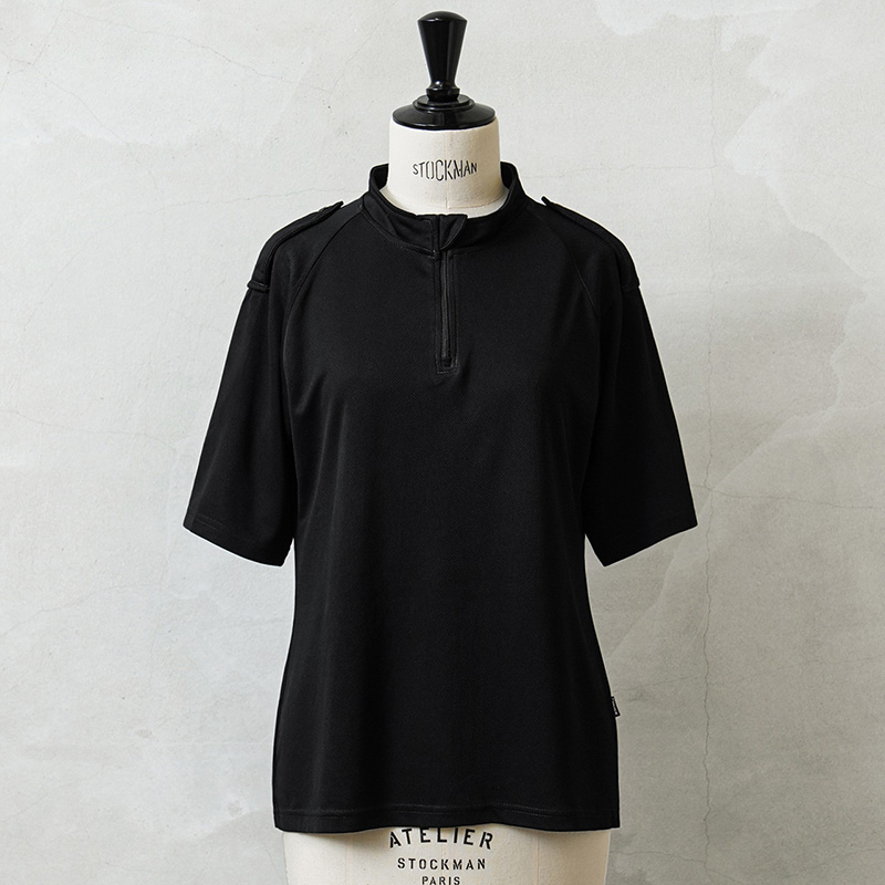 実物 USED イギリス警察 レディース クールマックス BLACK POLICE ショートスリーブ ハーフジップ シャツ 刺繍なし【#3】