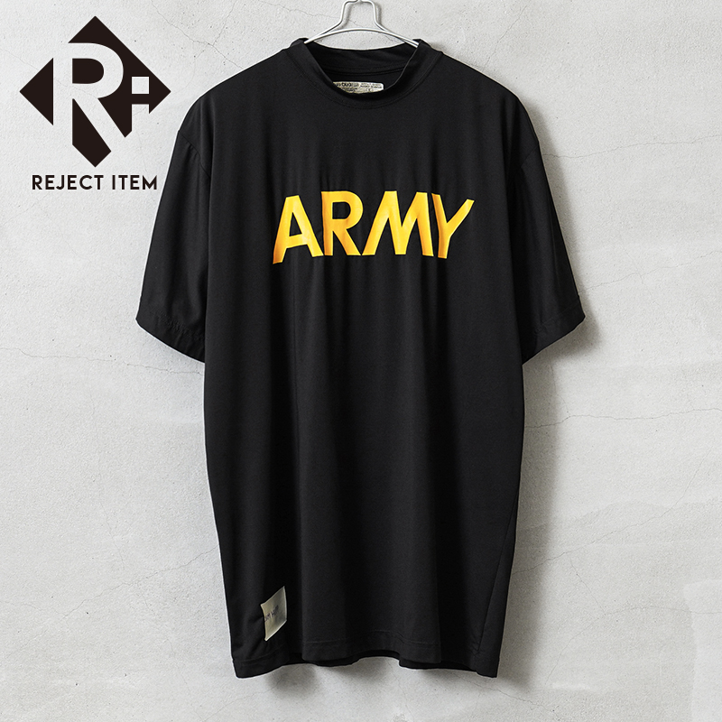 リジェクト 訳あり品 実物 USED 米軍 U.S.ARMY ブラック トレーニングTシャツ マイクロナイロン #1
