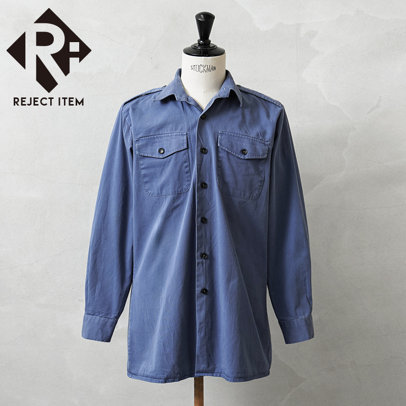 リジェクト 訳あり品 実物 USED イギリス軍 ROYAL NAVY FR ワーキングドレスシャツ BLUE バックダーツ