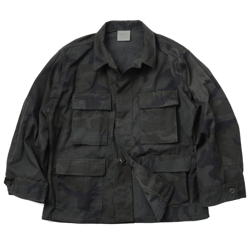 実物 新品 米軍 BDU WOODLAND CAMO ジャケット BLACK染め
