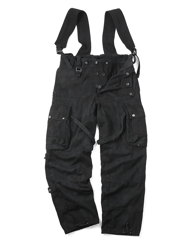 実物 スイス軍 M-70 フィールドパンツ / オーバーオール アルペンカモフラージュ BLACK染め