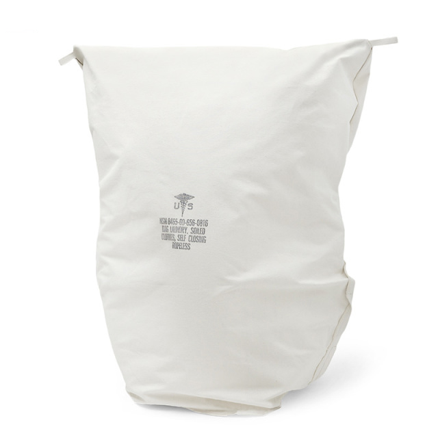 実物 新品 米軍 ホワイト キャンバス ランドリーバッグ