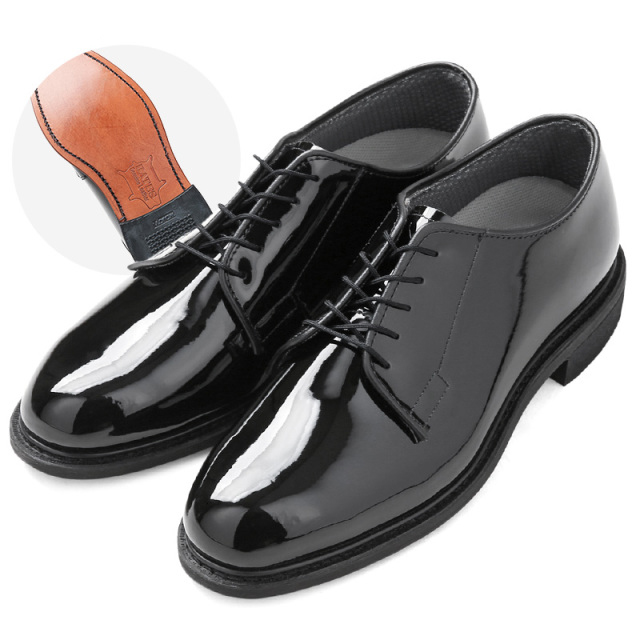 実物 新品 米軍 BATES製 オフィサーシューズ / レザーアウトソール・VIBRAMヒール・エナメルブラック E00007D