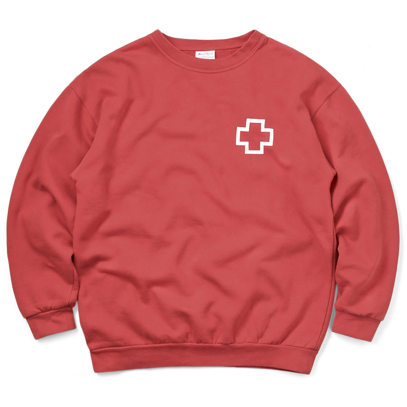 実物 USED スペイン赤十字 レッドクロス スウェットシャツ バックプリント