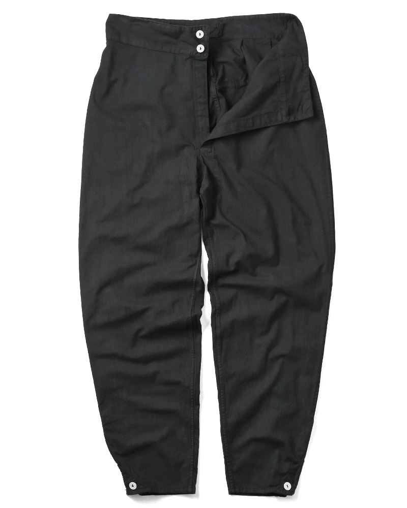 実物 新品 ロシア軍 80s コットン スリーピングパンツ ウエストボタン BLACK染め