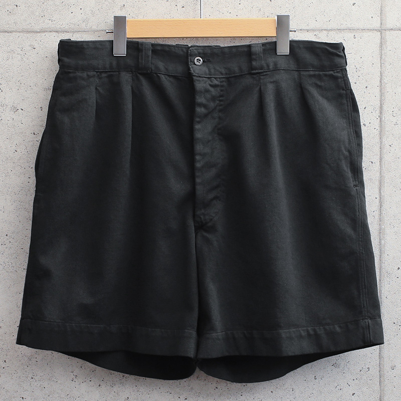 実物 新品 デッドストック フランス軍 M-52 チノショートパンツ ツータック BLACK染め