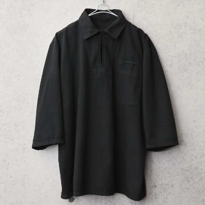 実物 新品 デッドストック チェコ軍 3/4 SLEEVE（七分袖）プルオーバー ワークシャツ BLACK染め