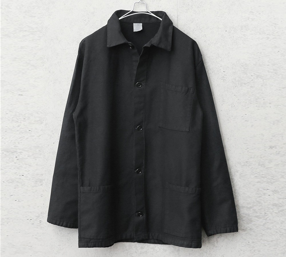 実物 新品 イタリア軍 裏起毛 ワークカバーオール BLACK染め #2 比翼なし