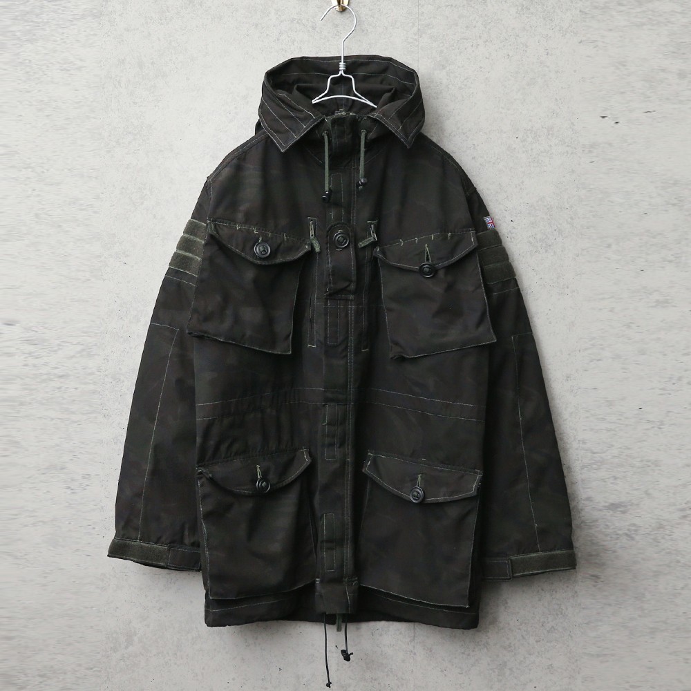 実物 USED イギリス軍 WINDPROOF コンバット スモック DPMカモ BLACK染め