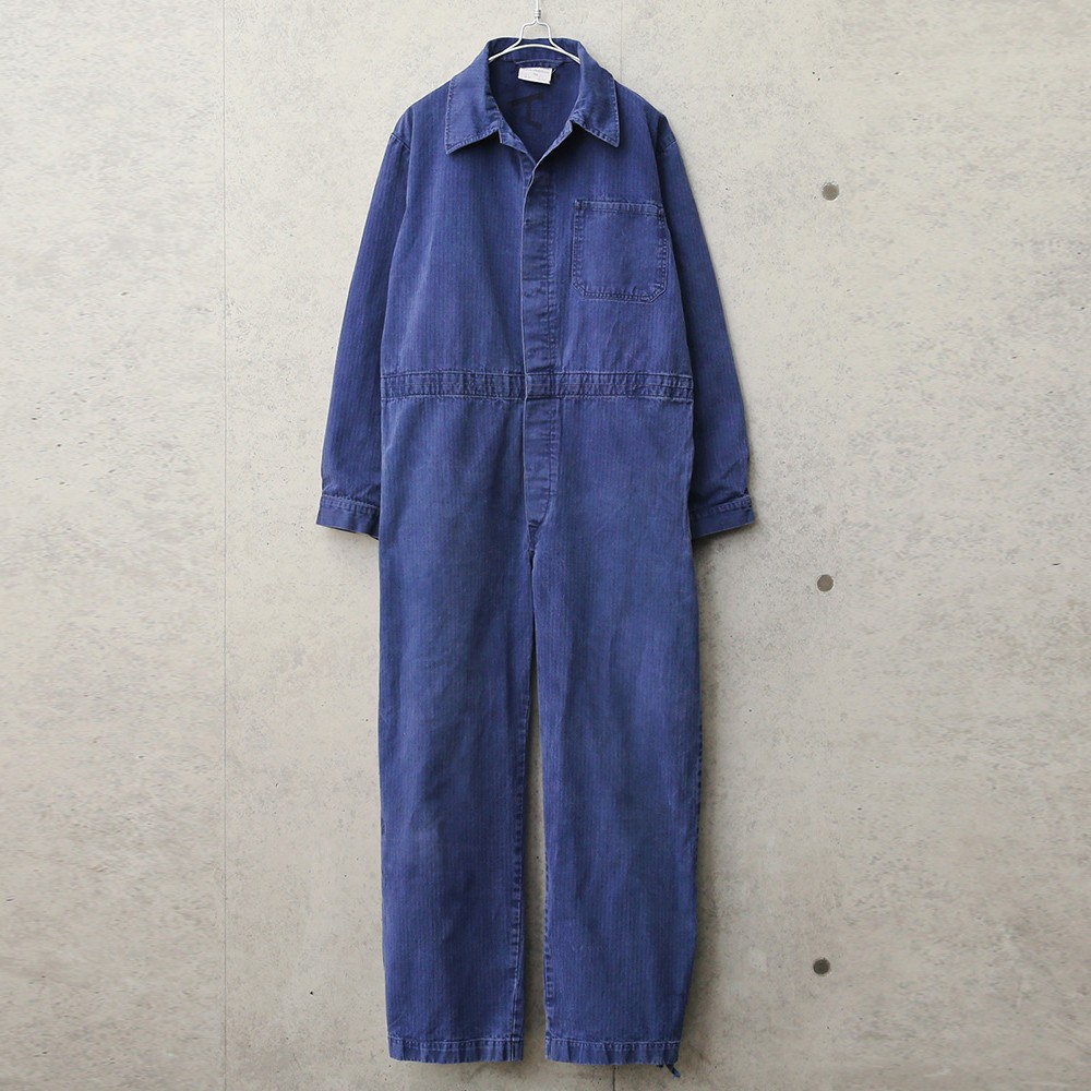 実物 USED ドイツ軍 BW ヘリンボーン ワーク カバーオール フロントボタン