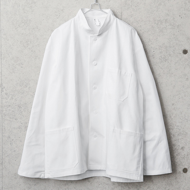 実物 新品 デッドストック チェコ軍 コットンツイル スタンドカラー ワークジャケット ホワイト