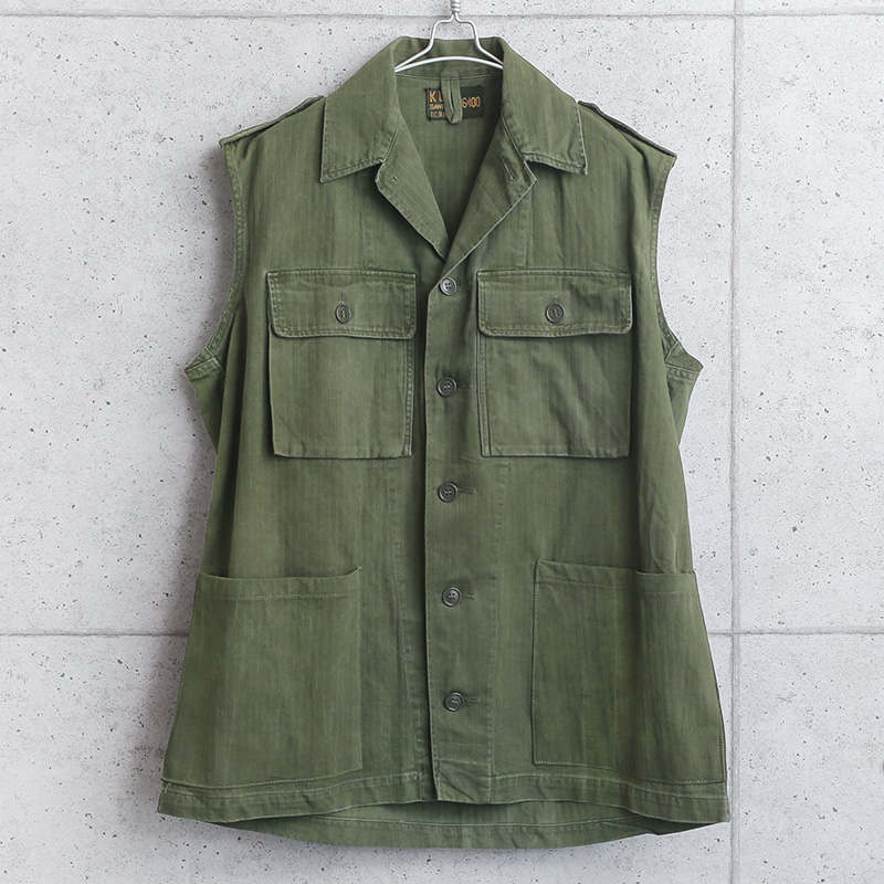 実物 USED オランダ軍 ヘリンボーンツイル（HBT）リメイク フィールド ベスト【T】