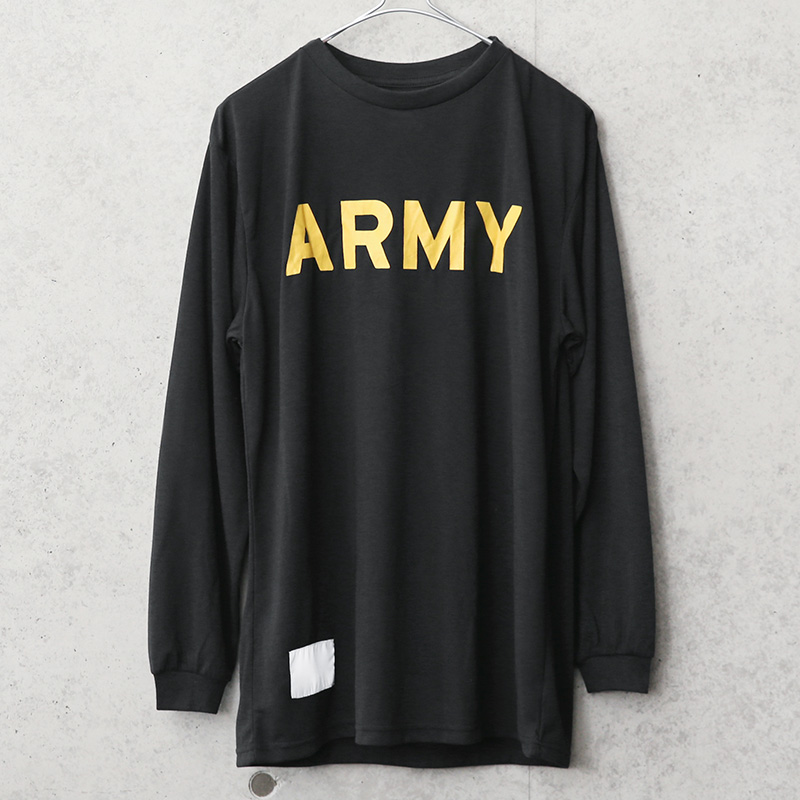 実物 新品 デッドストック 米軍 U.S.ARMY ブラック トレーニング ロングスリーブ Tシャツ