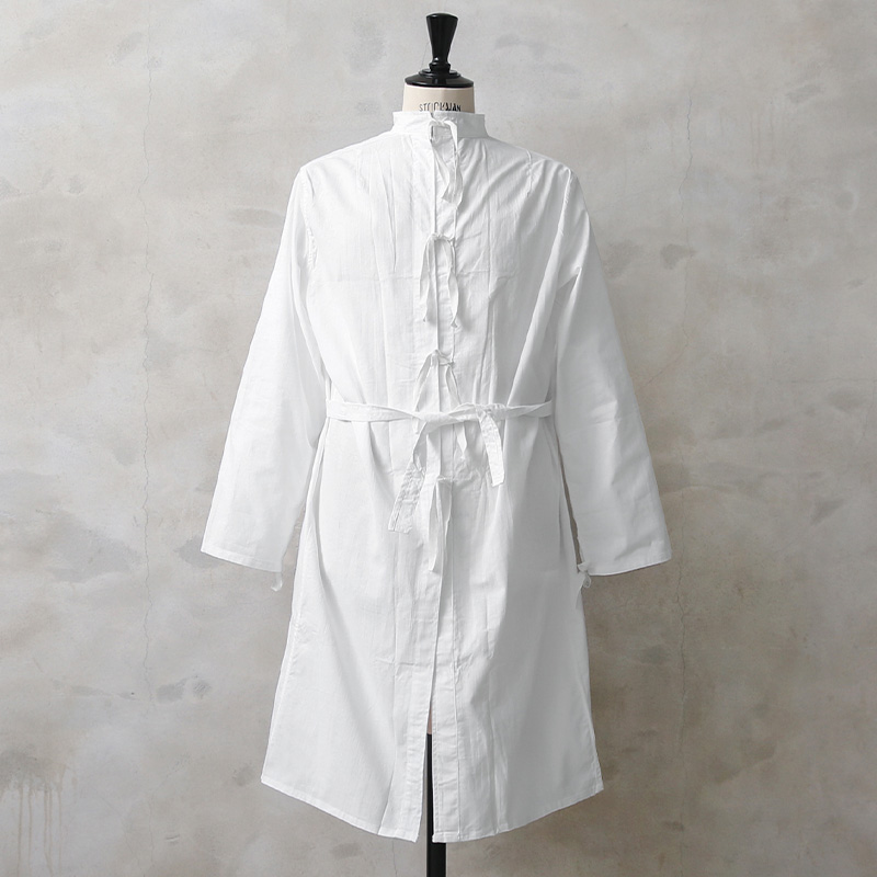 実物 新品 デッドストック ロシア軍 コットン ガウン コート ホワイト ＃1 フロント紐 袖紐 腰中紐