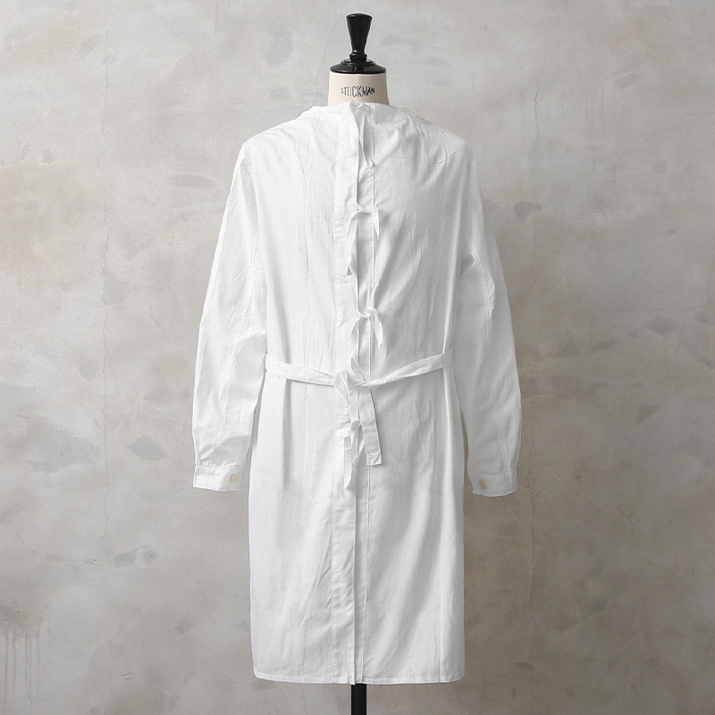 実物 新品 デッドストック ロシア軍 コットン ガウン コート ホワイト ＃3 フロント紐 袖ボタン 腰中紐