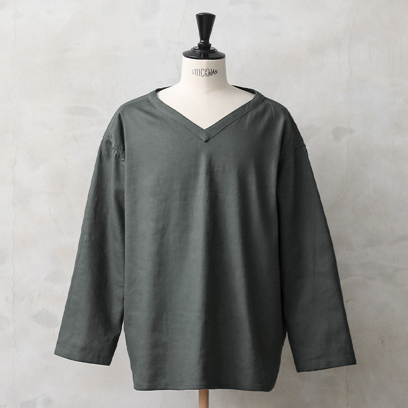 実物 新品 デッドストック ロシア軍 70s Vネック スリーピングシャツ Olive Gray