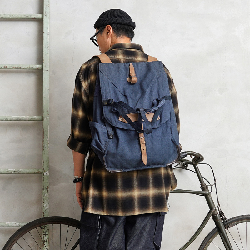 実物 USED ルーマニア軍 VINTAGE マウンテン バックパック ブルー ナイロンストラップなし