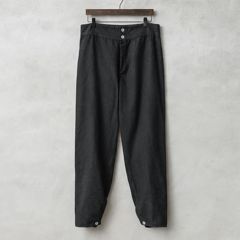 実物 新品 デッドストック ロシア軍 70s スリーピングパンツ ウエストボタン BLACK染め