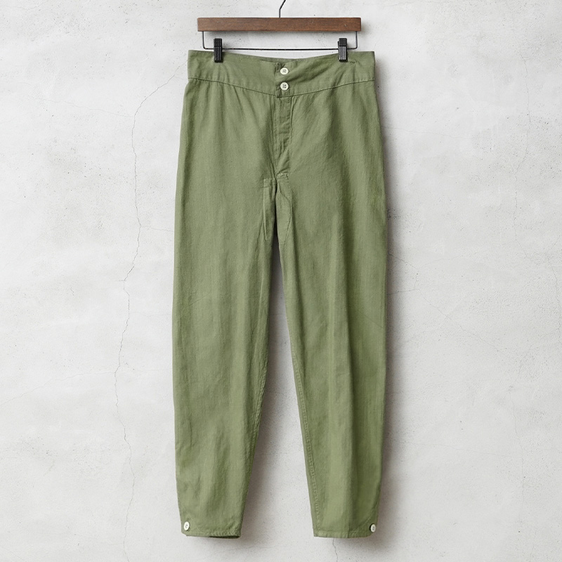 実物 新品 デッドストック ロシア軍 80s コットン スリーピングパンツ ウエストボタン OD染め