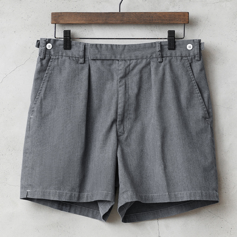 実物 USED イギリス軍 TRI-SERVICE ショートパンツ ウエストボタン GRAY染め