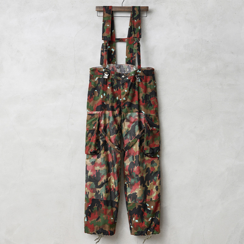 実物 USED スイス軍 M-70 オーバーオール アルペンカモフラージュ サスペンダー付き
