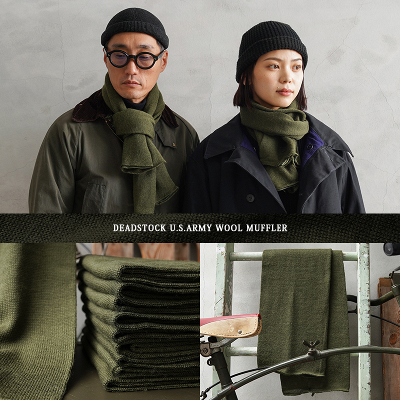 実物 新品 デッドストック 米軍 ウールマフラー OD