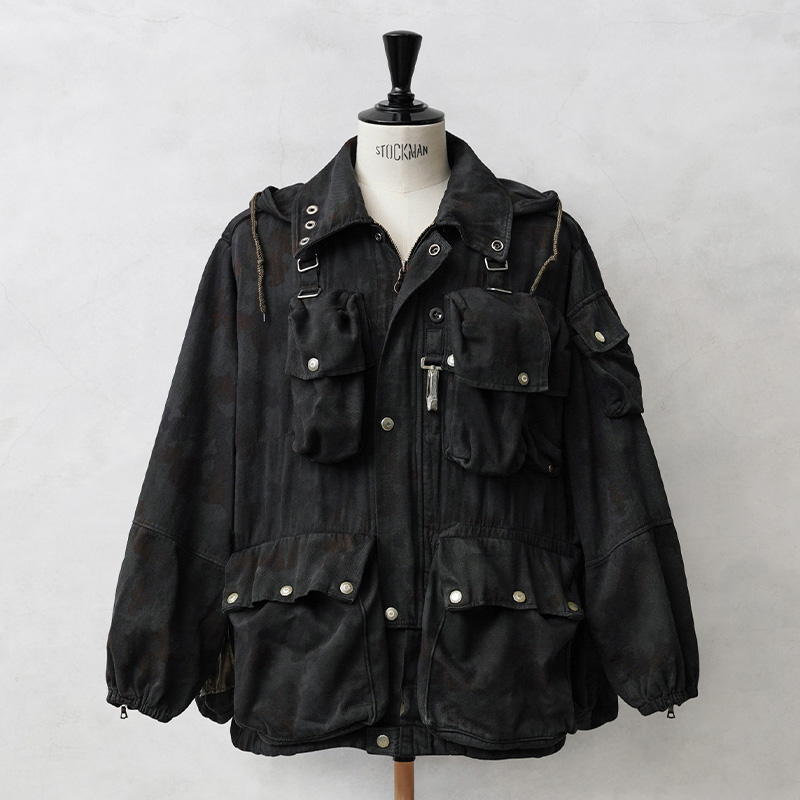 実物 USED スイス軍 M-60 マウンテンジャケット アルペンカモフラージュ BLACK染め