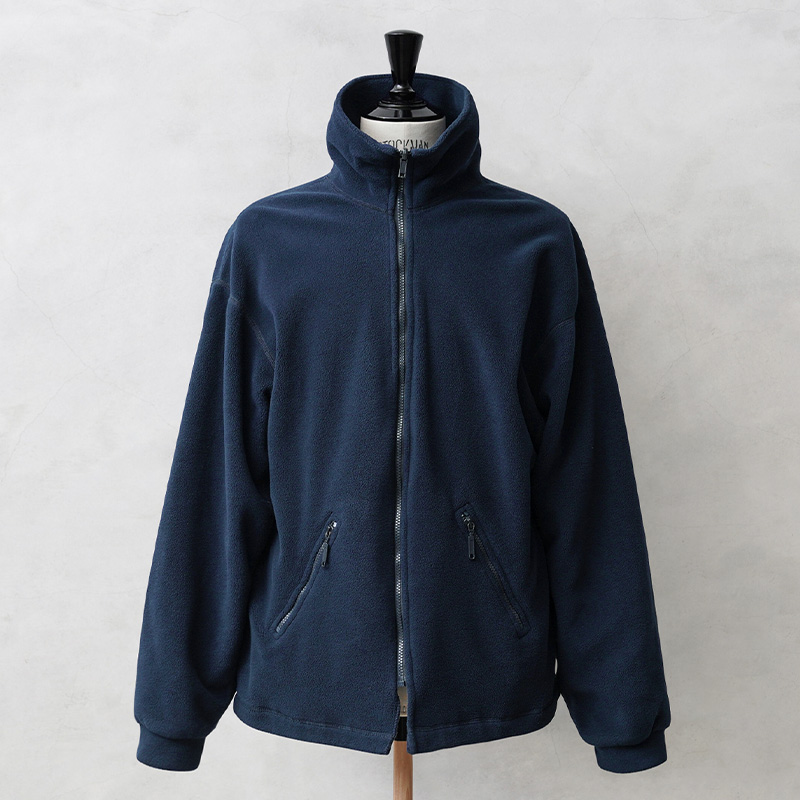 実物 USED フランス軍 スタンドカラー フリース ジャケット NAVY