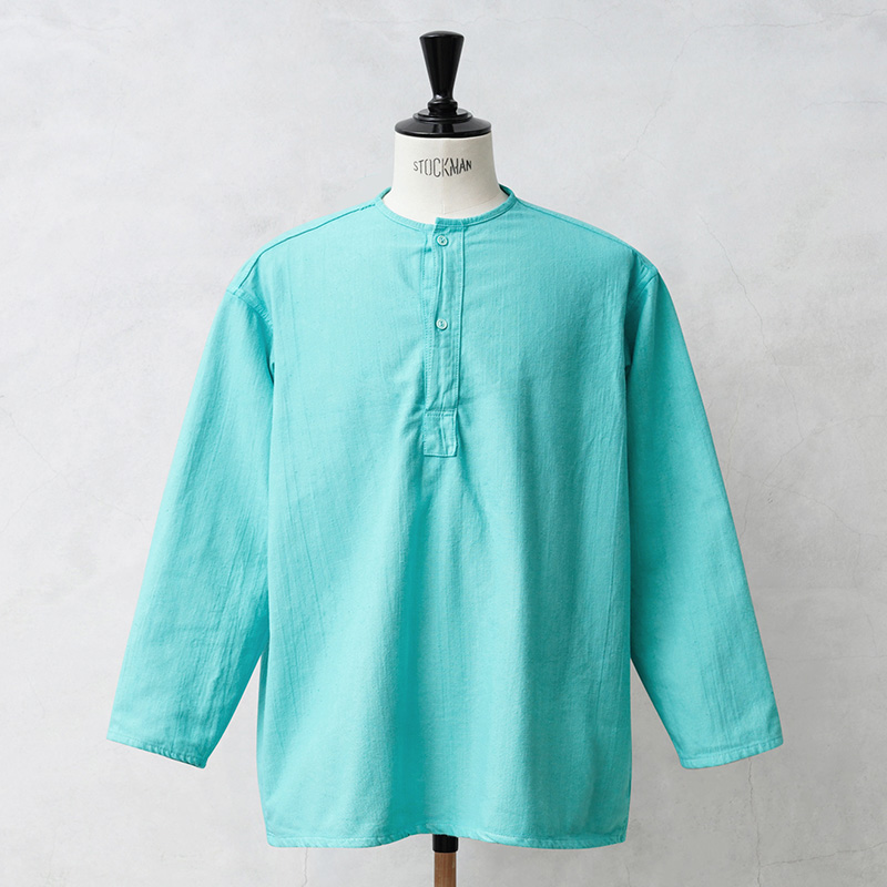 実物 新品 デッドストック ロシア軍 70s ヘンリーネック スリーピングシャツ ROBIN EGG BLUE染め