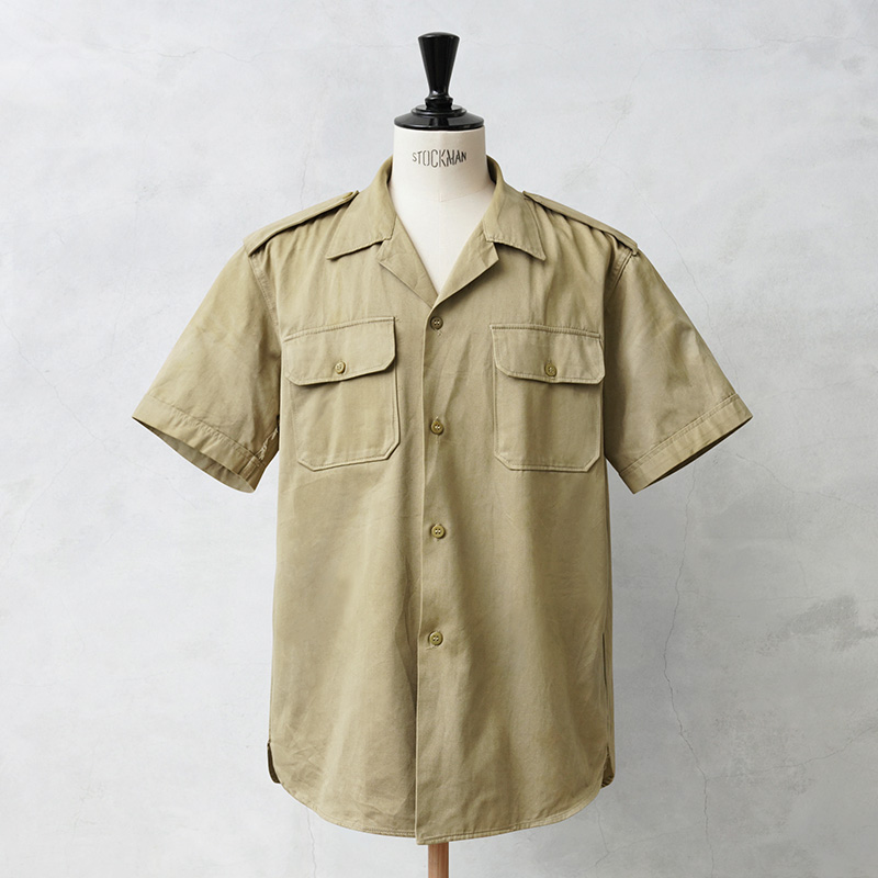 実物 USED ギリシャ軍 ショートスリーブ チノシャツ カーキ