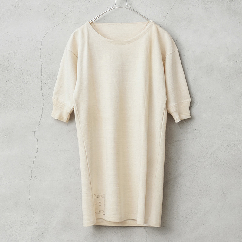 実物 新品 デッドストック ギリシャ軍 ラウンドネック ハーフスリーブ アンダーシャツ オフホワイト